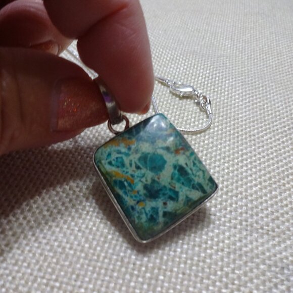 Natural SEA SEDIMENT Handmade Sterling Pendant/Chain #384C - Picture 1 of 3